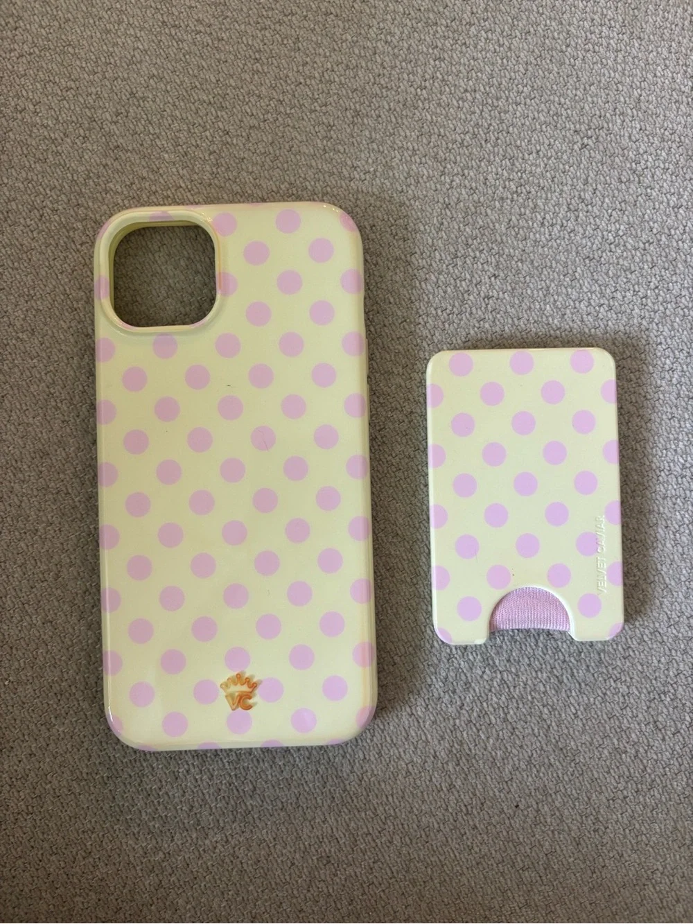 Buttercream Polka Dot iPhone Case with magnet wallet iPhone 15 plus
